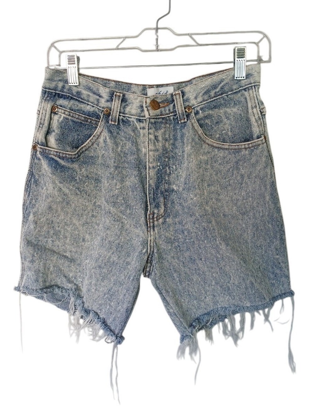 Chic Vintage Light Wash Blue Distressed Cut Off Jean Shorts Size 12